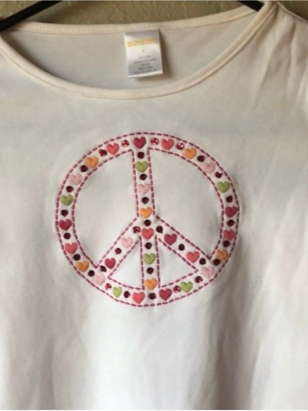 Gymboree Shirt Girls Y2K Peace & Hearts Long Sleeve Faux Layered Top Girls Sz 6